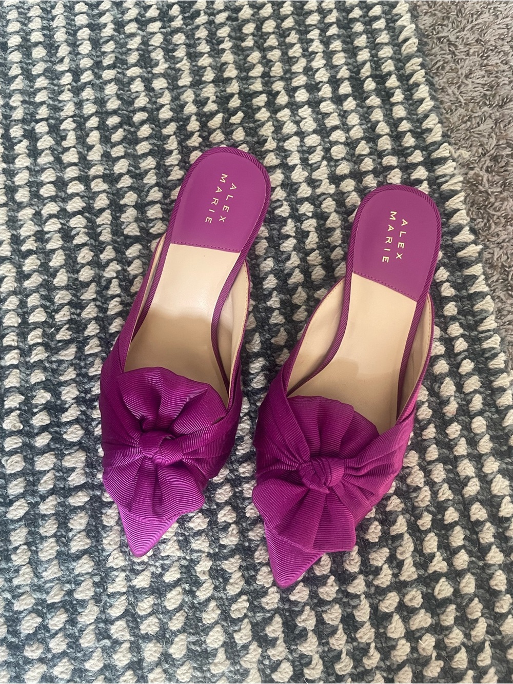 Alex Marie Fuchsia Pointed-Toe Bow Mules
